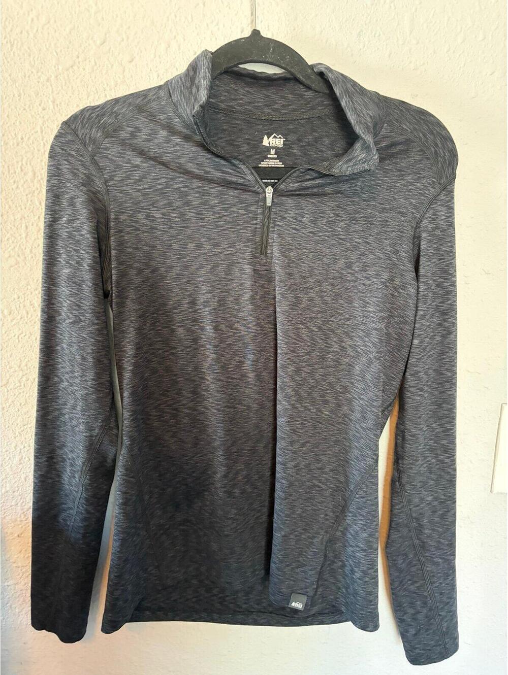REI Coop heathered grey/black 1/4 zip size women's M
